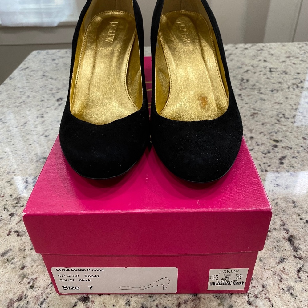 JCrew Sylvia Black Suede Pumps
